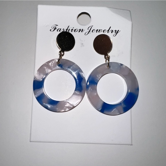 Acrylic Mini Hoop Dangling Post Back Earrings - Picture 4 of 7